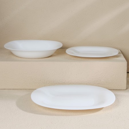Luminarc Carine table service, glass ceramics, 18 objects, white color-3