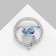 Owl's “cat eye” brooch, white-blue color in silver