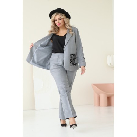 Female costume: jacket, trousers, size 48, gray color-20