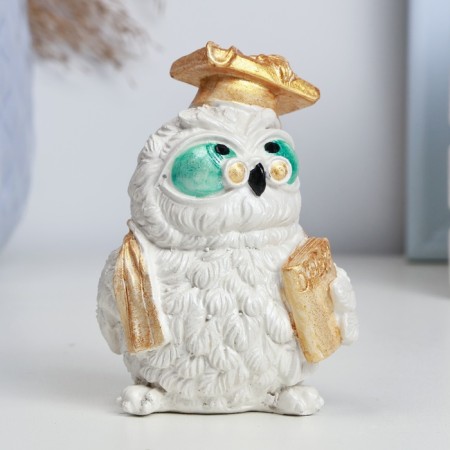 Figure "Owl with diploma" Pearl, 8.5x5cm-1