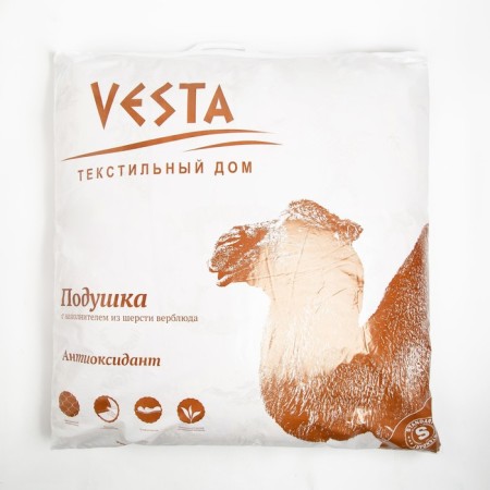 Pillow pillow 70x70 cm, camel wool, gloss-satin fabric, p/e 100%-3