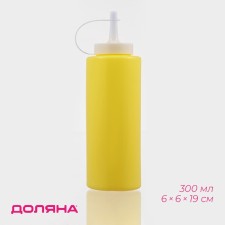 A bottle for the share sauce, plastic, 300 ml, 6 × 6 × 19 cm, yellow