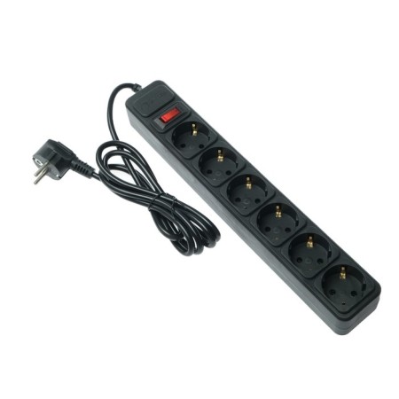 Network filter 5Bits SP6B-118 6S, 6 outlets, 1.8 m, 10 A, 3x0.75 mm2, s/k, with off., Black