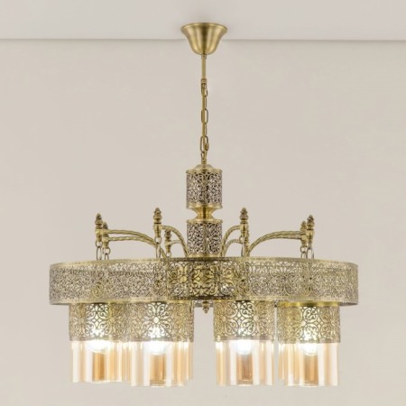 Suspended chandelier Citilux "emir" CL467183, 69x69x54 cm, 8x75W, E27, brown color-4