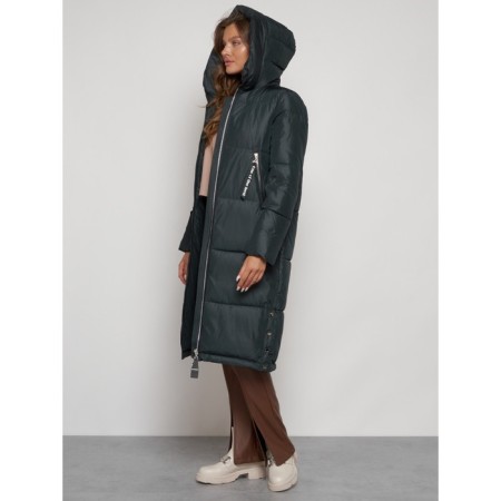 Coat insulated winter female, size 44, dark green color-17