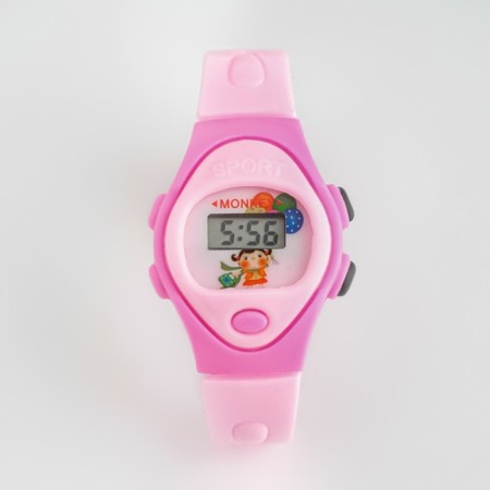 Watch of washing electronic, children's "birds", silicone strap, pink