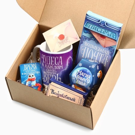 The New Year's gift set, the large giftbox “Magic in your hands”, chewing candy, milk chocolate, mug, prediction, chewing gum.-2