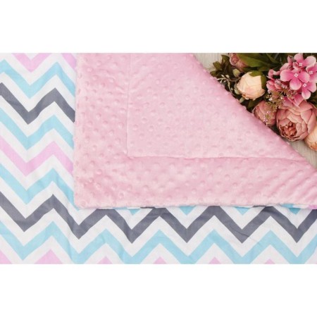 Plaid "Grow together", size 85 × 95 cm, Pink zigzag print-1