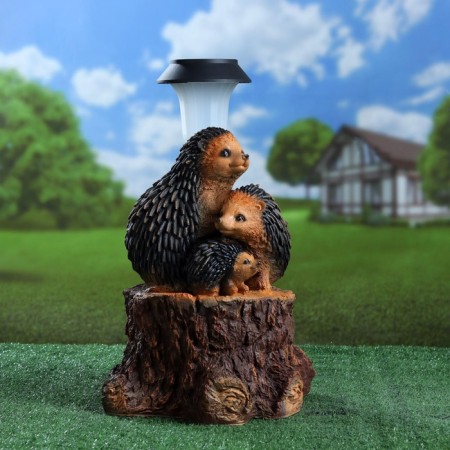 Garden Light "Three Hedgehogs on a Stroke with a Lantern" 34x26cm-7