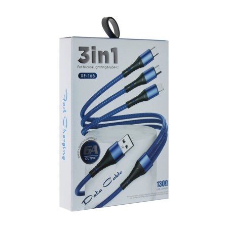 Cable 3 in 1, microUSB/type -C/Lightning - USB, 3 A, 1.25 meters, green-3