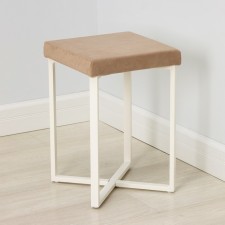 Tarneto stool, 33 × 33 × 48 cm, the color of the frame is white, the color of the seat beige
