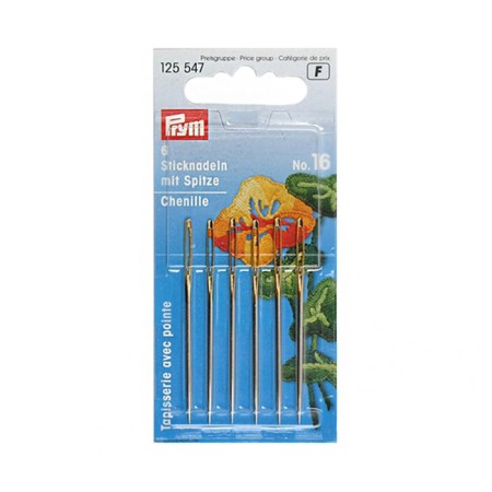 Embroidery needles sharp No. 16 1.60x55 mm, 6 pcs