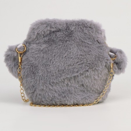 Plush "paw" bag, gray color-3