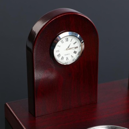 Table set 6V1 with a business card holder and clock, red tree-9