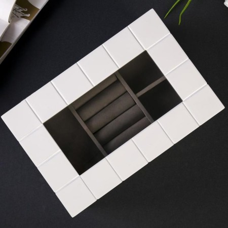 Casket wood for jewelry "Cell" white 13.8x16.5x24 cm-4