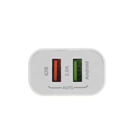 Network charger Luazon LCC-96, 2 USB, 2 A, Lightning cable, white-1