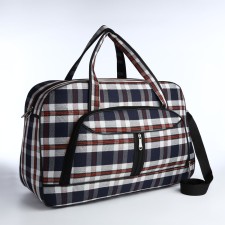 Road bag with lightning, outer pocket, long belt, blue/white color