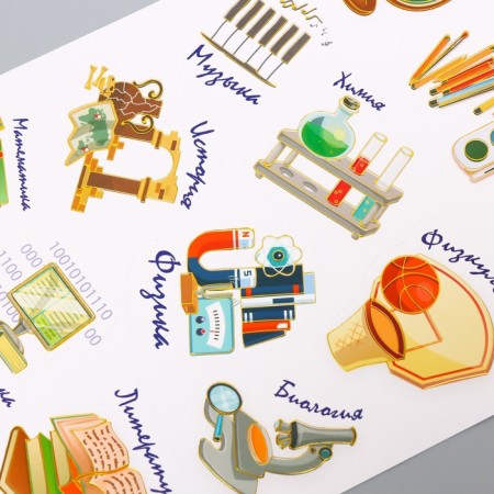 Stickers Paper "School objects" set 2 sheets 20x15 cm-1
