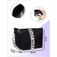 Cosmetic bag with lightning, black/beige color