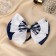 Hair elastic band "Schoolgirl" Balt flower and cell, 12 cm, white-blue