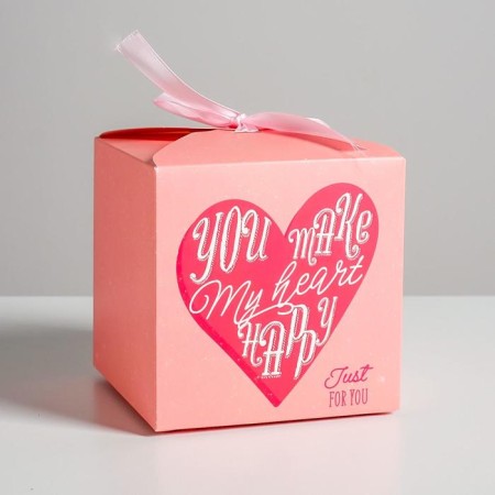 Gift folding box, packaging, “with love”, 12 x 12 x 12 cm