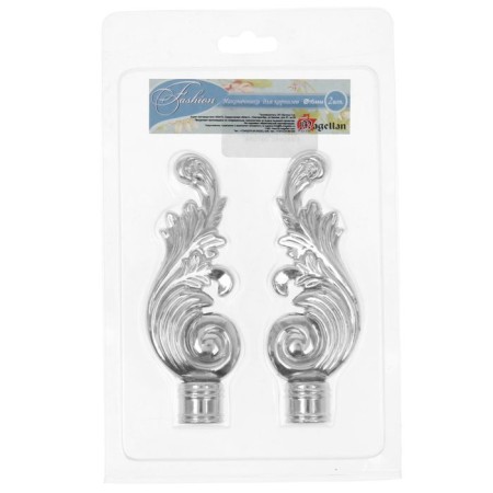 A set of tips for the cornice "Fest. Lira ", 2 pcs, d = 1.6 cm, silver gloss color-1