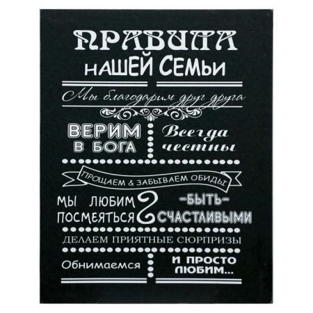 Picture on the canvas "Family Rules" 38x48 cm