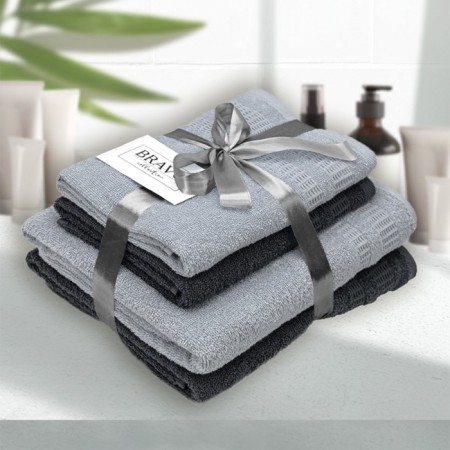 A set of towels "Pamir", size 50x80 cm - 2 pcs, 70x130 cm - 2 pcs, color gray