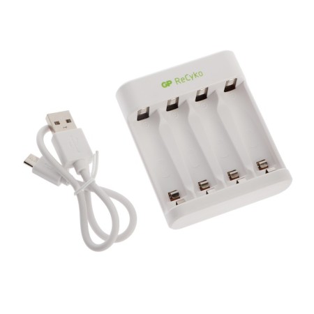 GP E411 charger, for 4XAA/AAA batteries, white-1