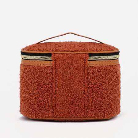 Cosmetic bag with a lining, brown color-1
