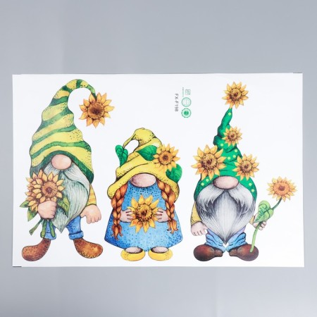 Sticker Plastic Interior Color "Dwarfs with Sunflowers" 39x58 cm-1
