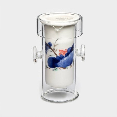 Glass flap for brewing tea "Mountain landscape", 200 ml, 7 × 6 × 10.7 cm, Mix drawing-6