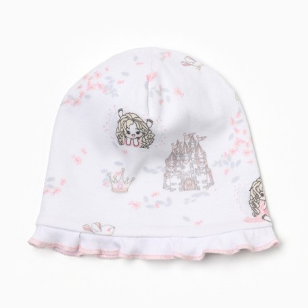 Baby hat, pink color, size 36-38 (0-1 months)