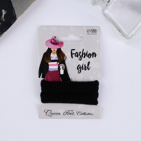 Hair gum "Stylish" (set 2 pcs) 5.5 cm, black