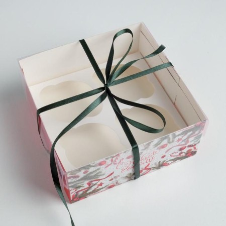 Capcake box “Happy New Year!”, 16 x 16 x 7.5 cm, new year-3