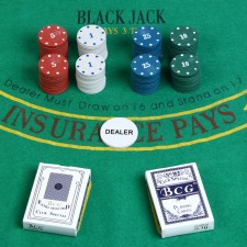 Poker, set for the game (maps 2 decks, chips with nomin. 100 pcs, cloth 40 x 60 cm)