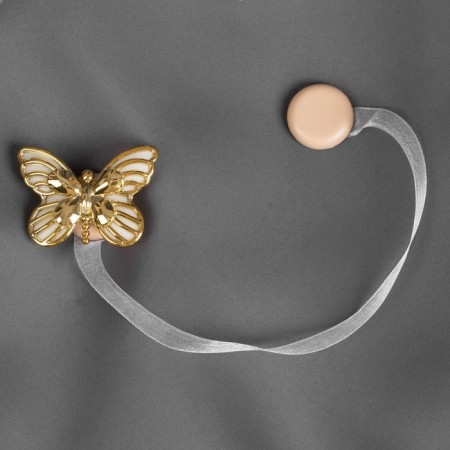 Picking for curtains "Butterfly", 6 × 4 cm, 26 cm, gold/white color-1