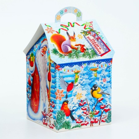 New Year. Gift box New Year's house is new "ice" with animation 12 x 12 x 19 cm.-2
