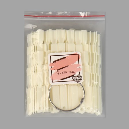 Palette for varnishes on a ring, square shape, 50 pcs 3 nails, ivory color-8