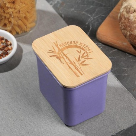 Container with a bamboo cover of "delicious life", 900 ml
