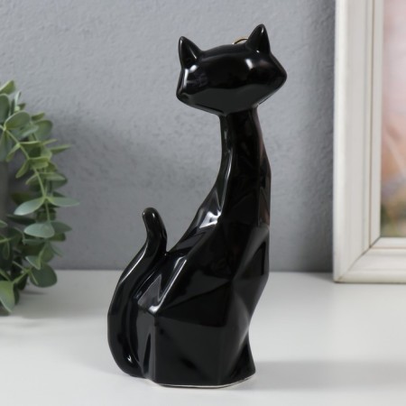 Сувенир керамика "Чёрный кот в очках, сидит" грани 19,5х5,5х8,5 см-2