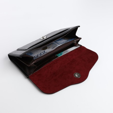 Women's wallet on a magnet, black color-3