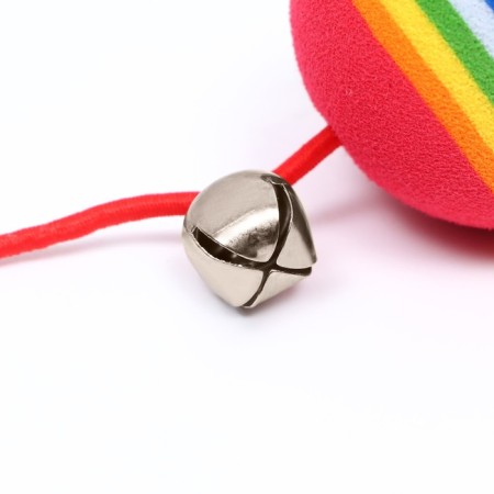 Teaser with a colored ball and feathers, 49 cm, a stick of a mix of flowers-1