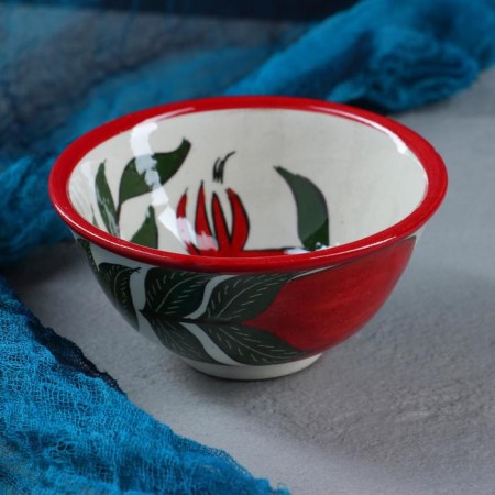 Set of Tea Rishtan Ceramics "Grenates", 9 objects (kettle 1 l, Piala 0.5/0.3 l)-14