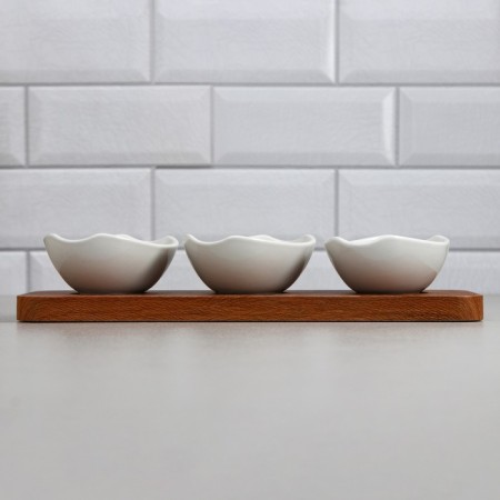 Menzhitsa "Alale", 3 pcs: 150 ml, wooden base, porcelain, Iran-3