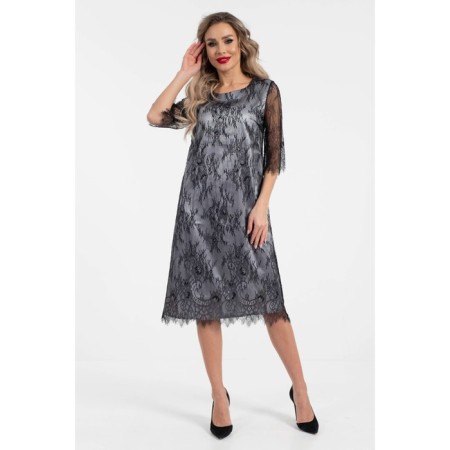 Female dress, size 42, gray color, black-3