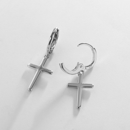 Earrings Metal Xuping crosses, silver color-1