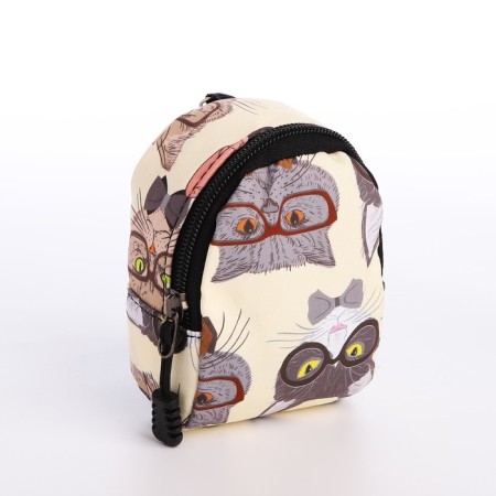 School backpack of textiles with a zipper, 4 pockets, wallet, beige color-8