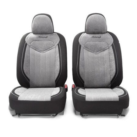 Auto-Cherkhly Signature, Velor material, 5 mm foam, 3D cut, 15 objects, 5 headrests, 2 pockets, 4 zippers, 4 end valves, Airbag black and gray-1
