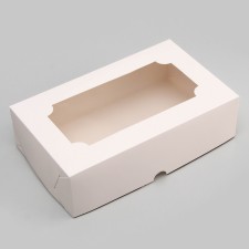 Folding box with a window for marshmallows, white, 25 x 15 x 7 cm
